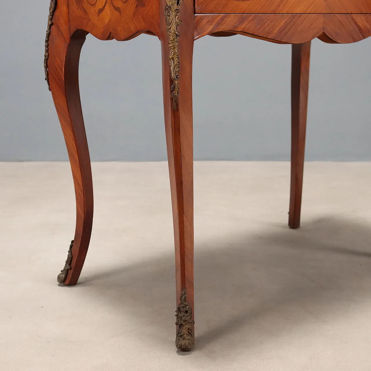 Raised-panel chest of drawers in rosewood and bronze, 20th century 10