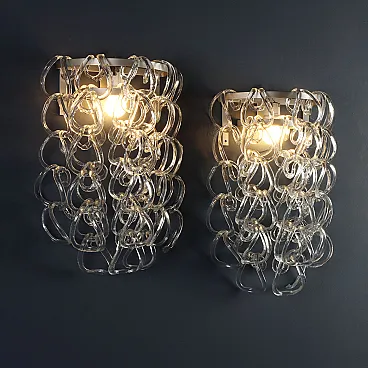 Giogali pair of wall lamps by A. Mangiarotti for Vistosi, 20th century