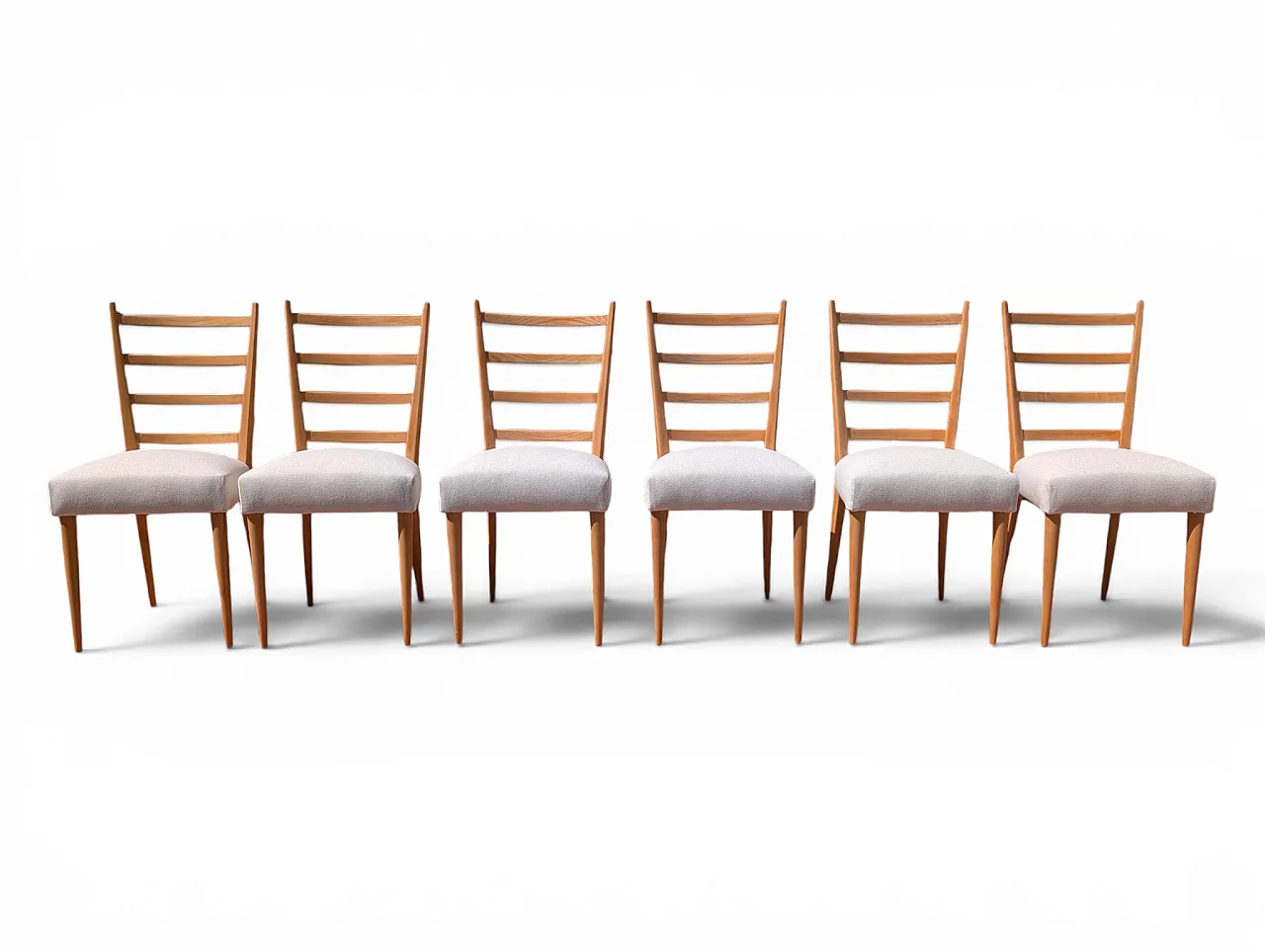 6 chairs entirely restored in maple wood, 1950s 1