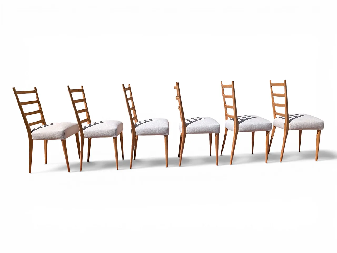 6 chairs entirely restored in maple wood, 1950s 2