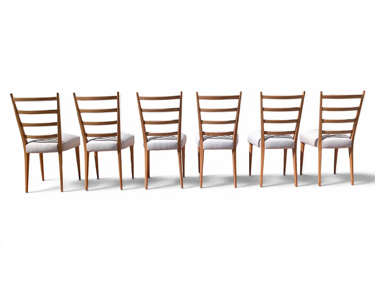 6 chairs entirely restored in maple wood, 1950s 3