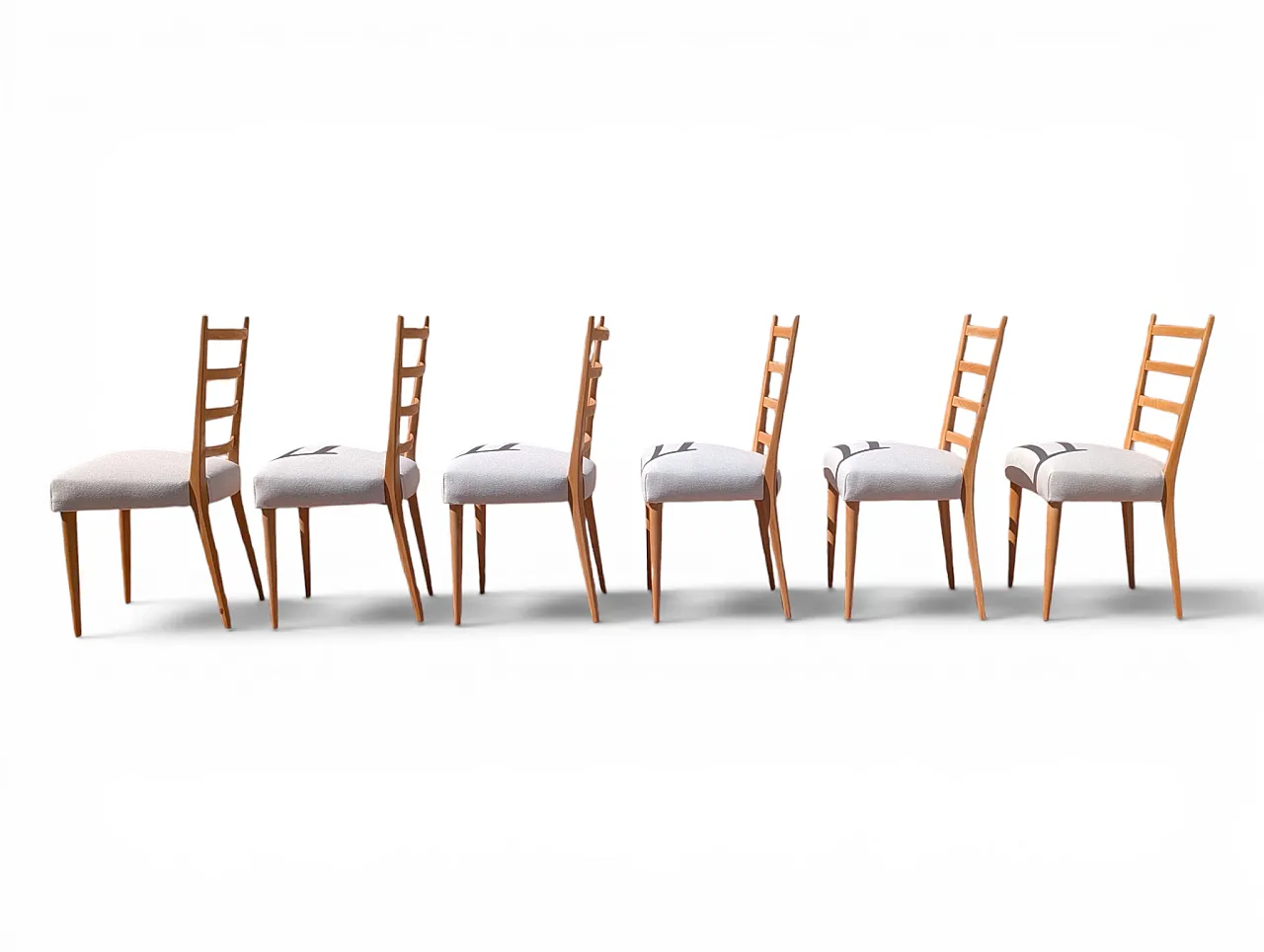 6 chairs entirely restored in maple wood, 1950s 4