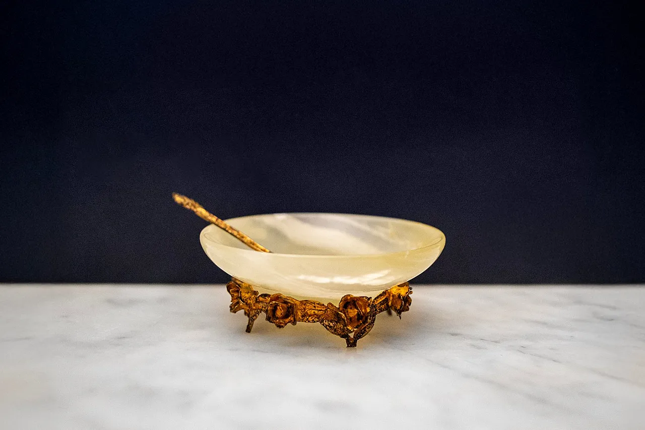 Pair of salt shakers with gold metal base by Angeletti Roma, 1950s 2