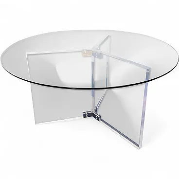 XL Lucite & Glass Round Dining Table