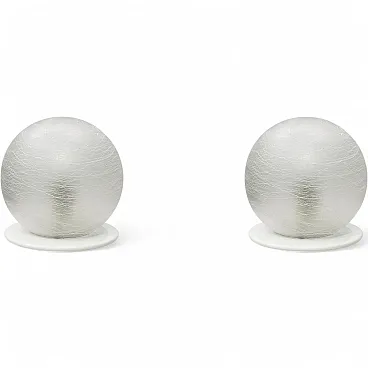 Pair Of White Murano Sphere Lamps, anni '70