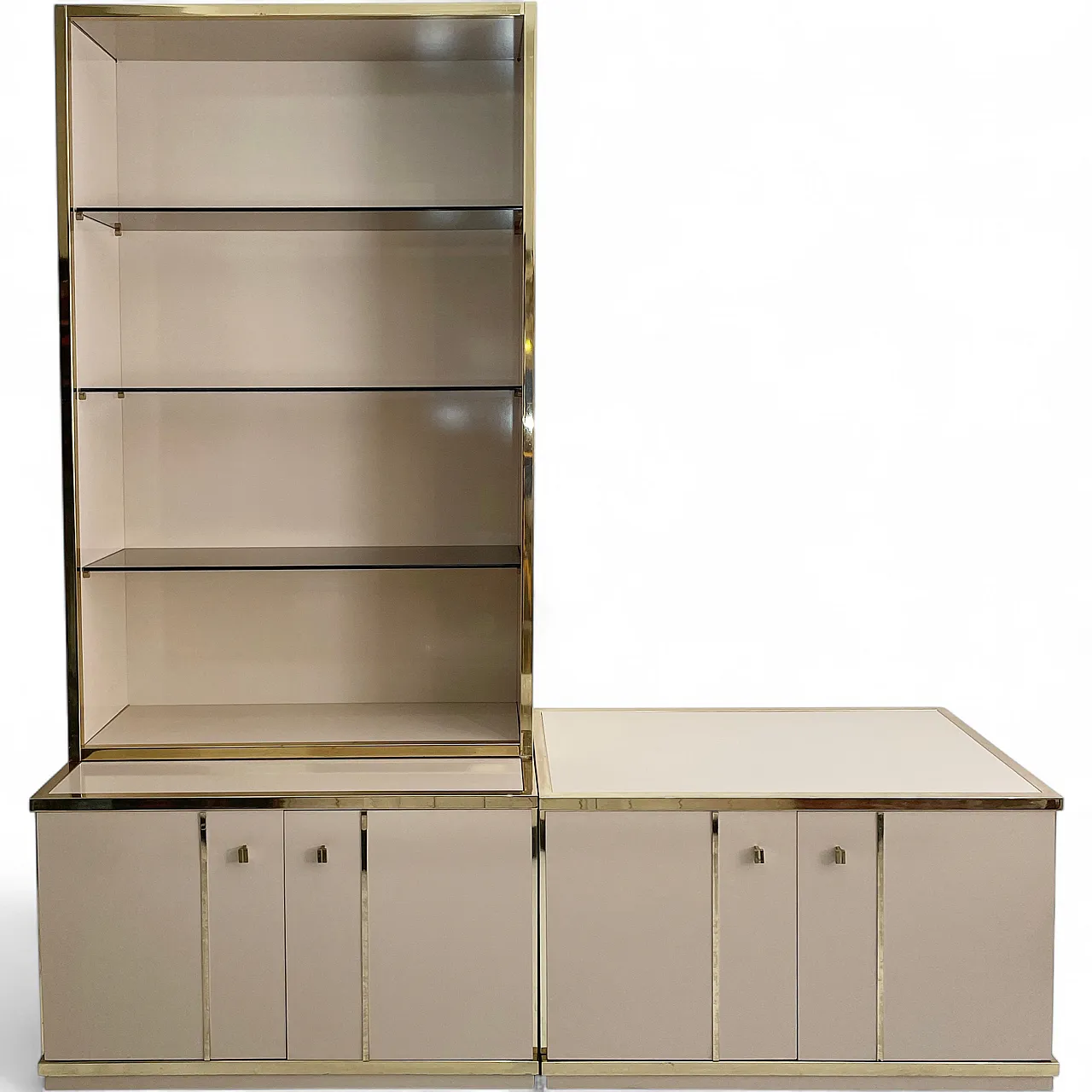Beige Brass Display Cabinet by Renato Zevi , 70s 14
