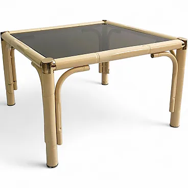 Cream Brass Faux Bamboo Side Table