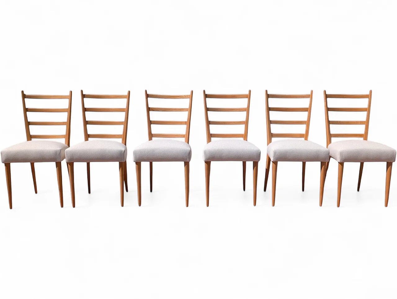 6 chairs entirely restored in maple wood, 1950s 11