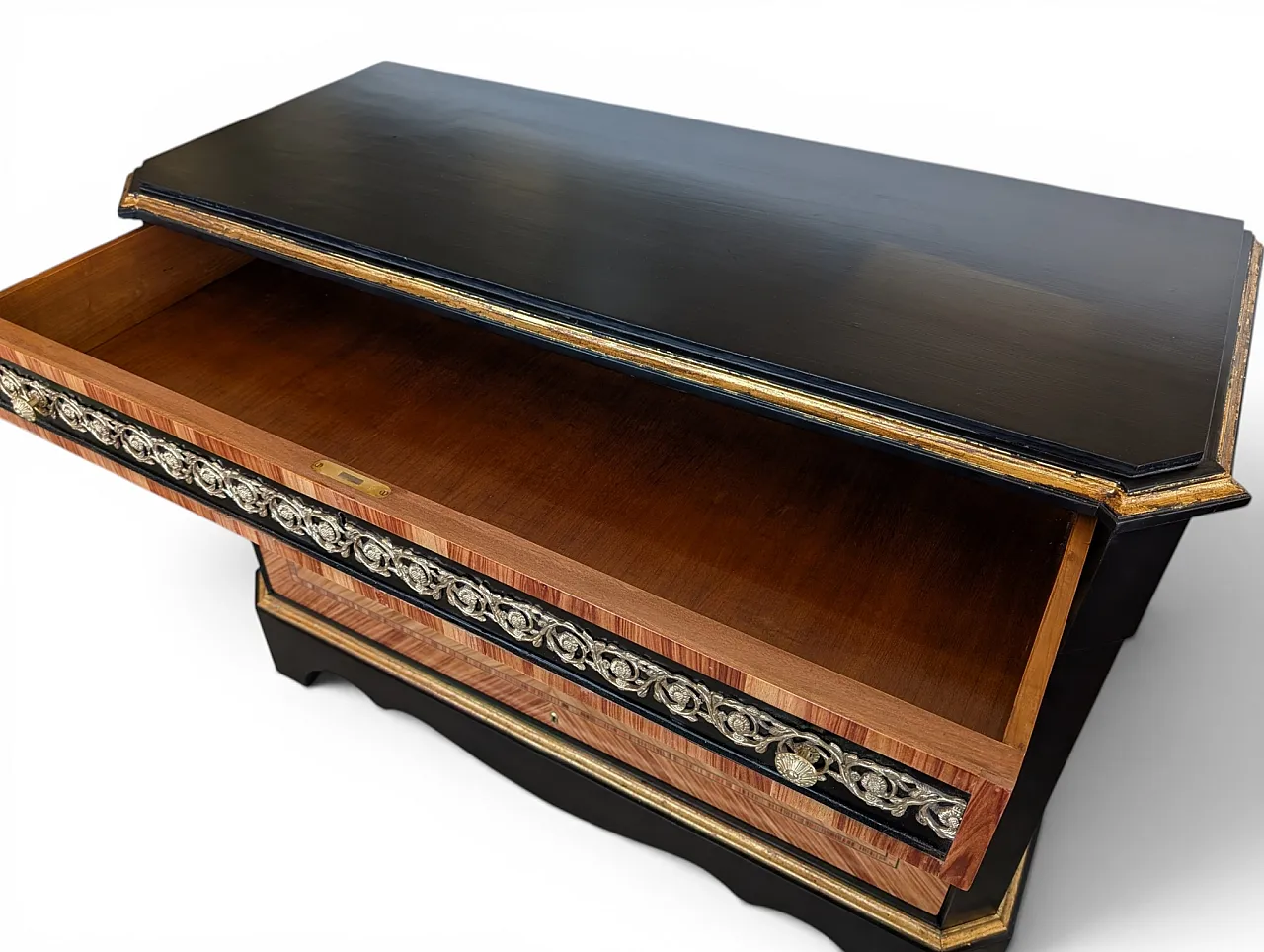 Inlaid dresser entirely restored with sculptured brass, 1950s 8