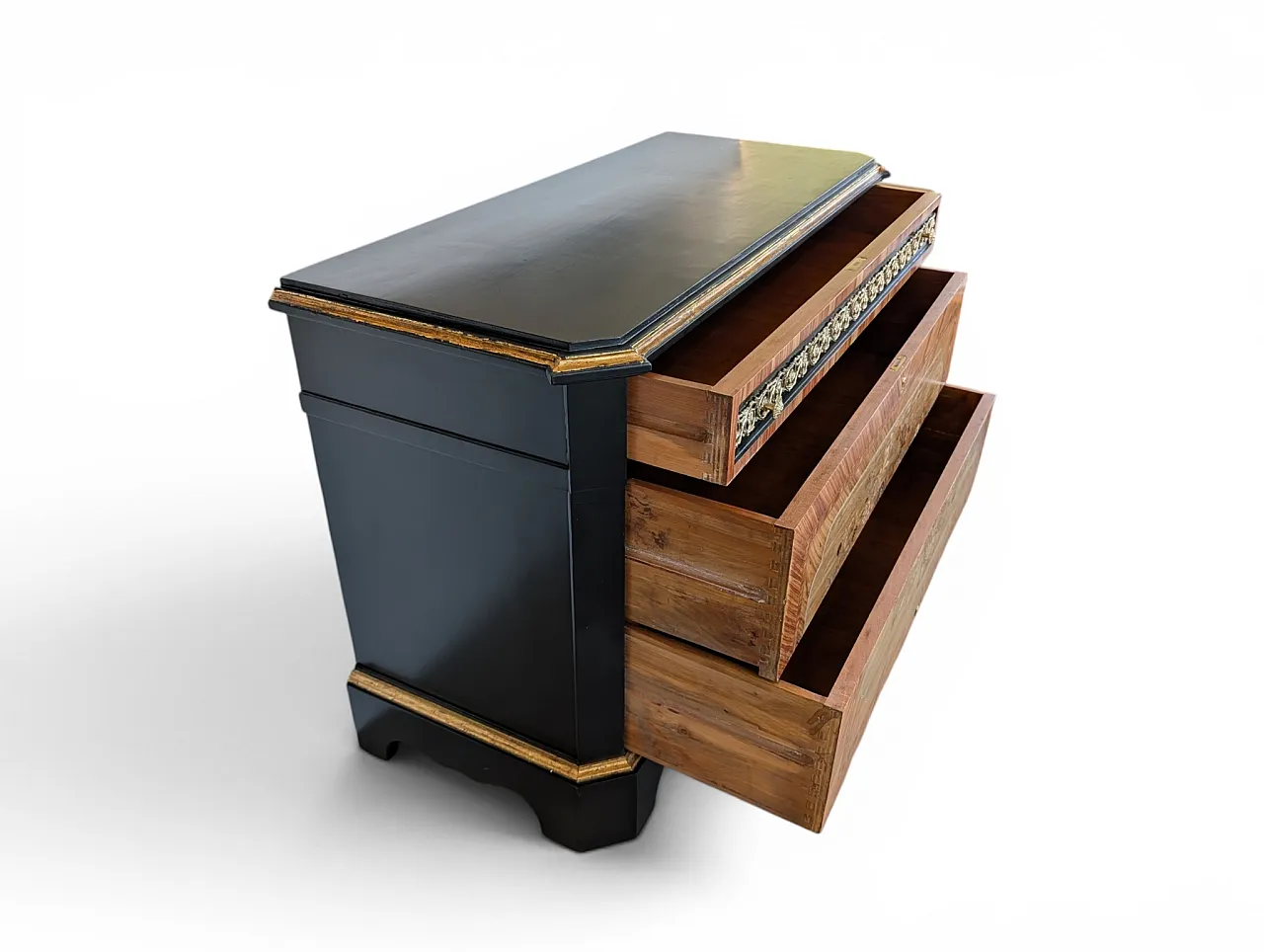 Inlaid dresser entirely restored with sculptured brass, 1950s 10