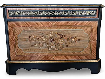Inlaid dresser entirely restored with sculptured brass, 1950s