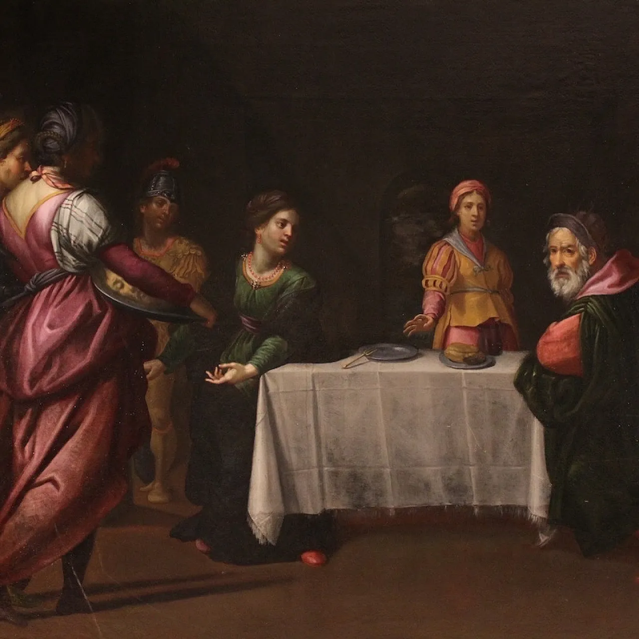 Large 17th century Italian painting, Herod's Feast 3