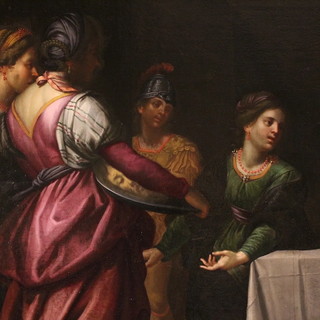 Large 17th century Italian painting, Herod's Feast 6