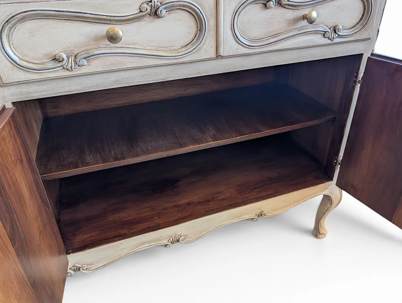 Counter cabinet entirely restored in walnut wood, Mid century 10