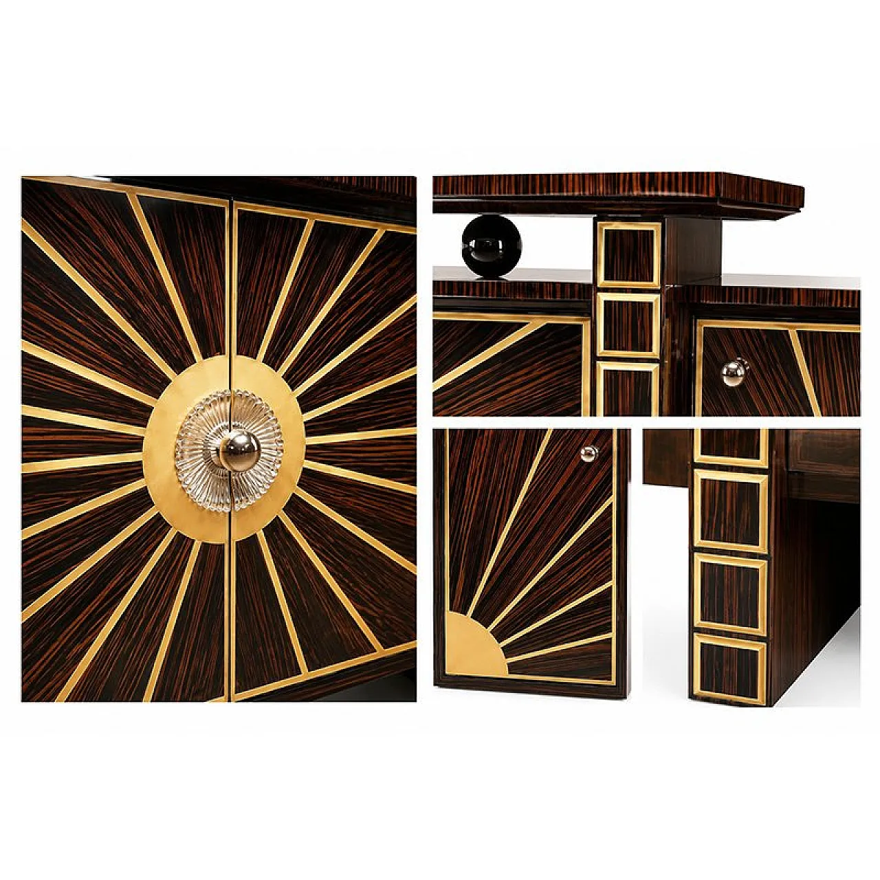 Art Deco style wooden sideboard, 1980s 4