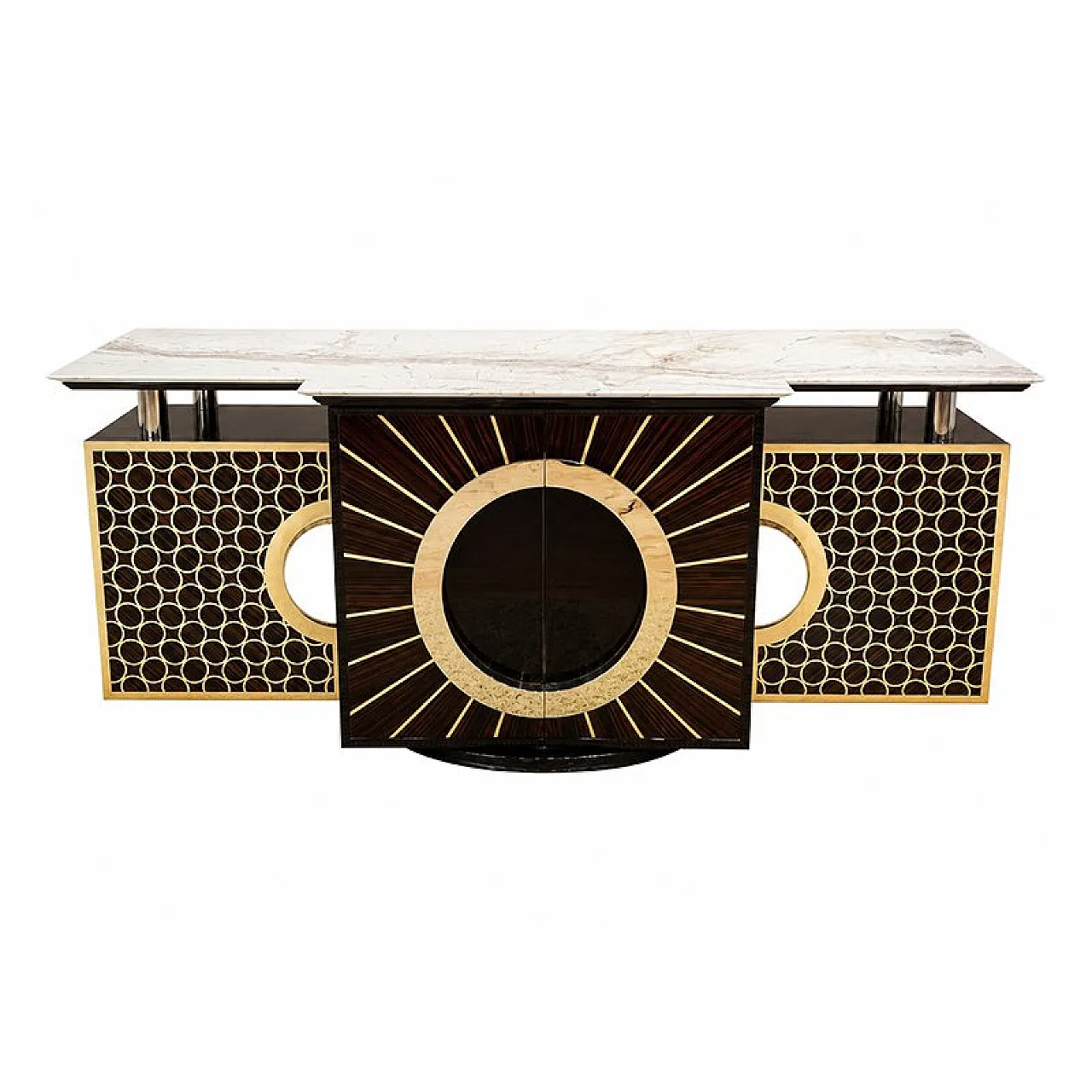 Sideboard in wood and marble, 1980s 1