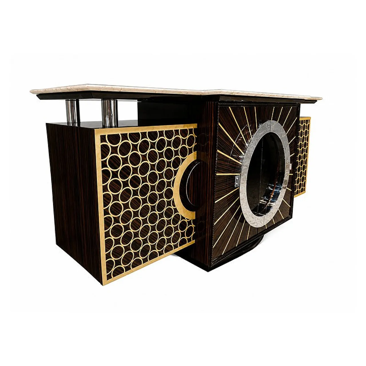 Sideboard in wood and marble, 1980s 2