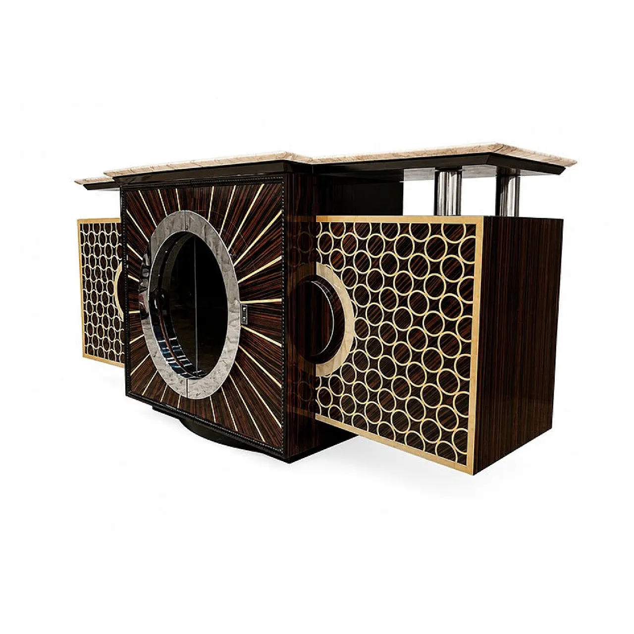 Sideboard in wood and marble, 1980s 3