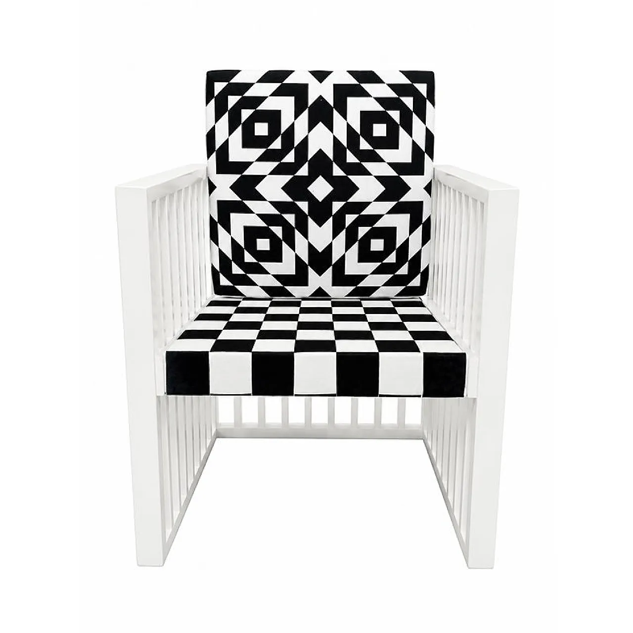 White wooden armchair, 1980s 1