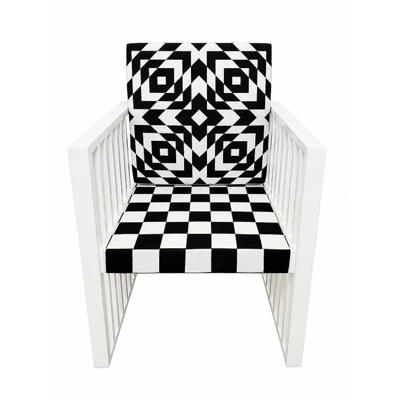 White wooden armchair, 1980s 2