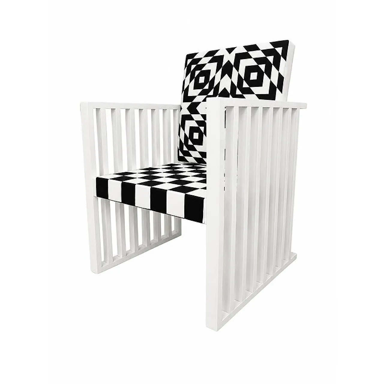 White wooden armchair, 1980s 4