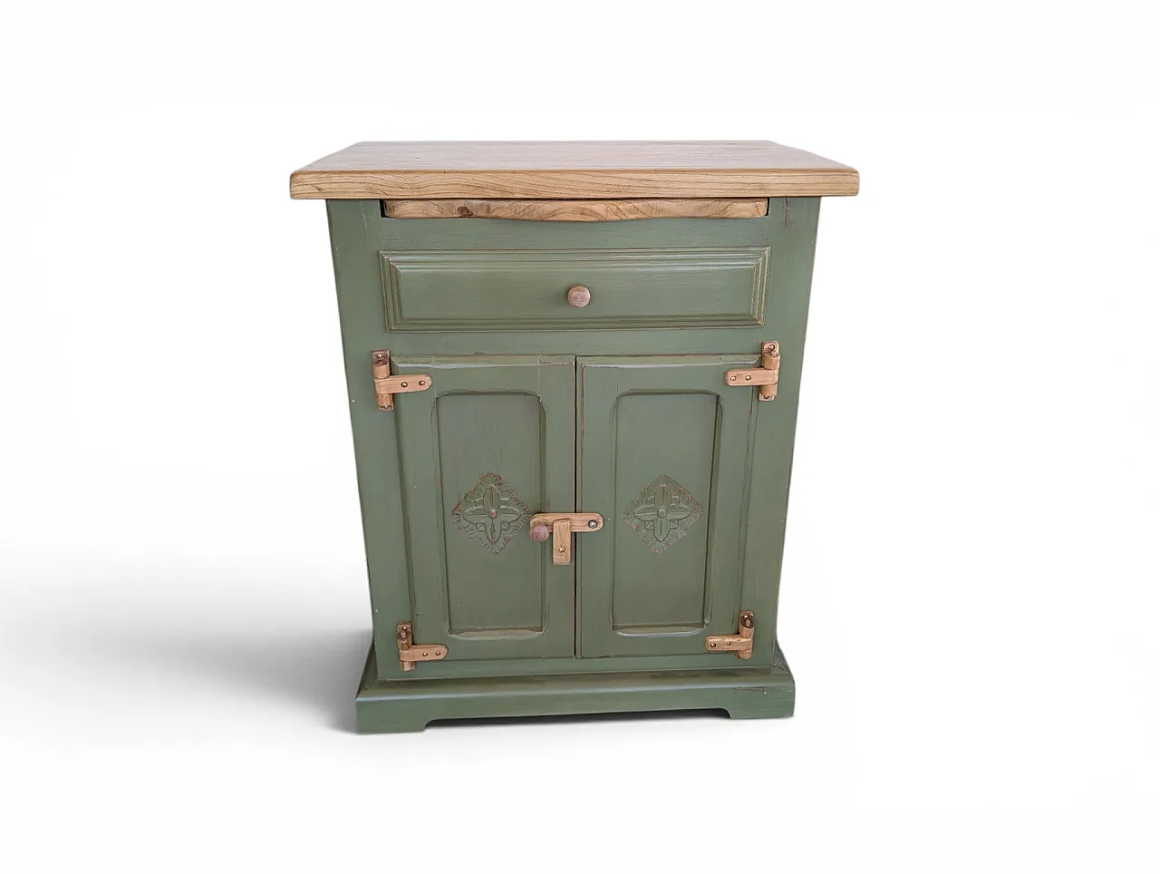 Restored chestnut wood cabinet with 1 cutting board, 1980s 1