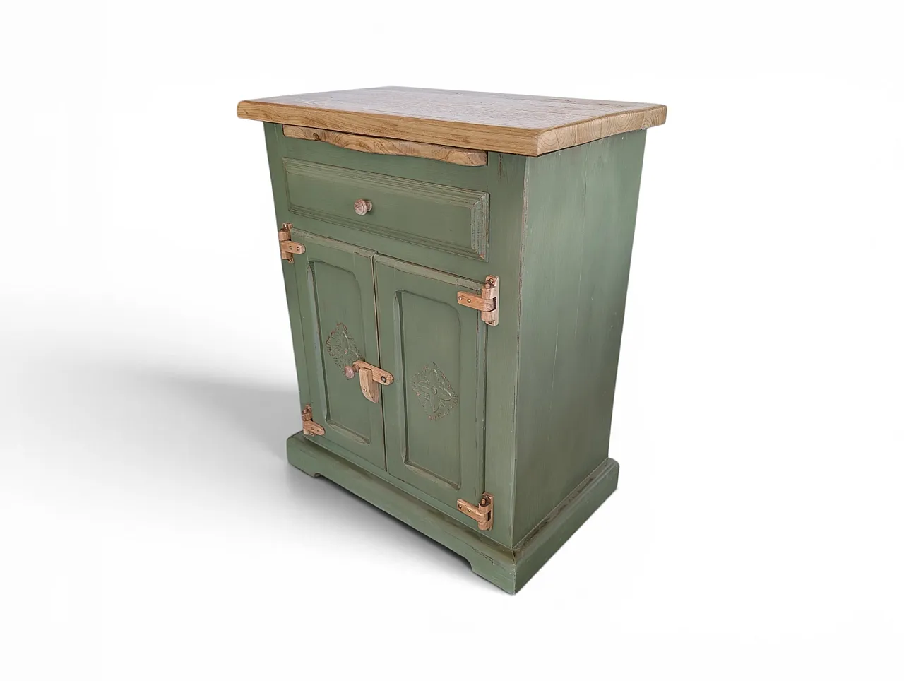 Restored chestnut wood cabinet with 1 cutting board, 1980s 3