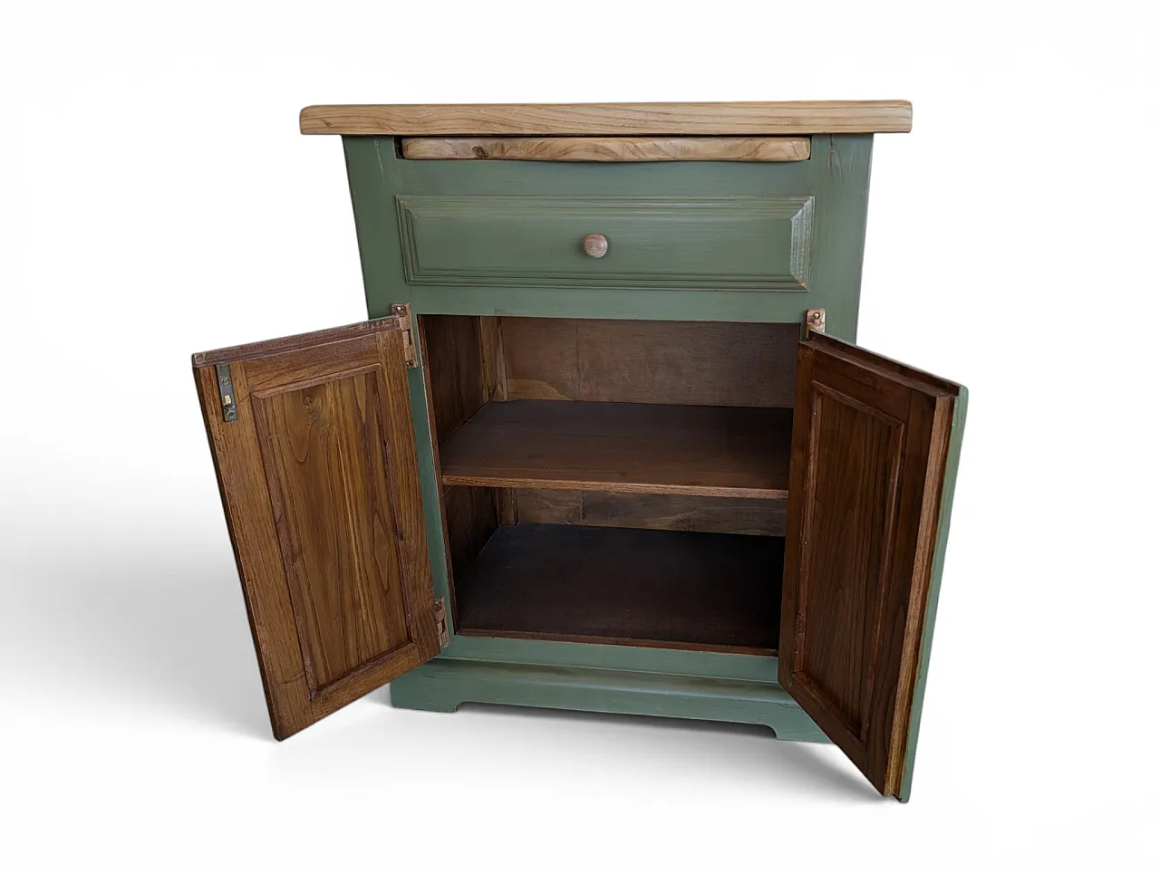 Restored chestnut wood cabinet with 1 cutting board, 1980s 6