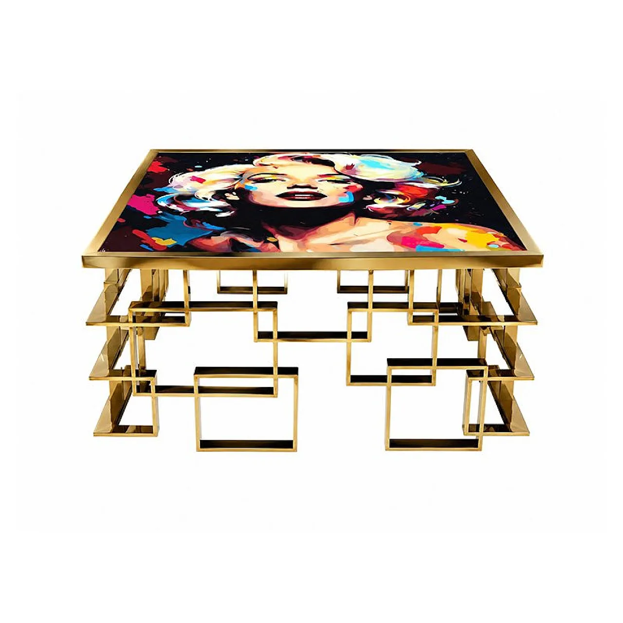 Tavolo basso in ottone Marilyn, anni '80 2
