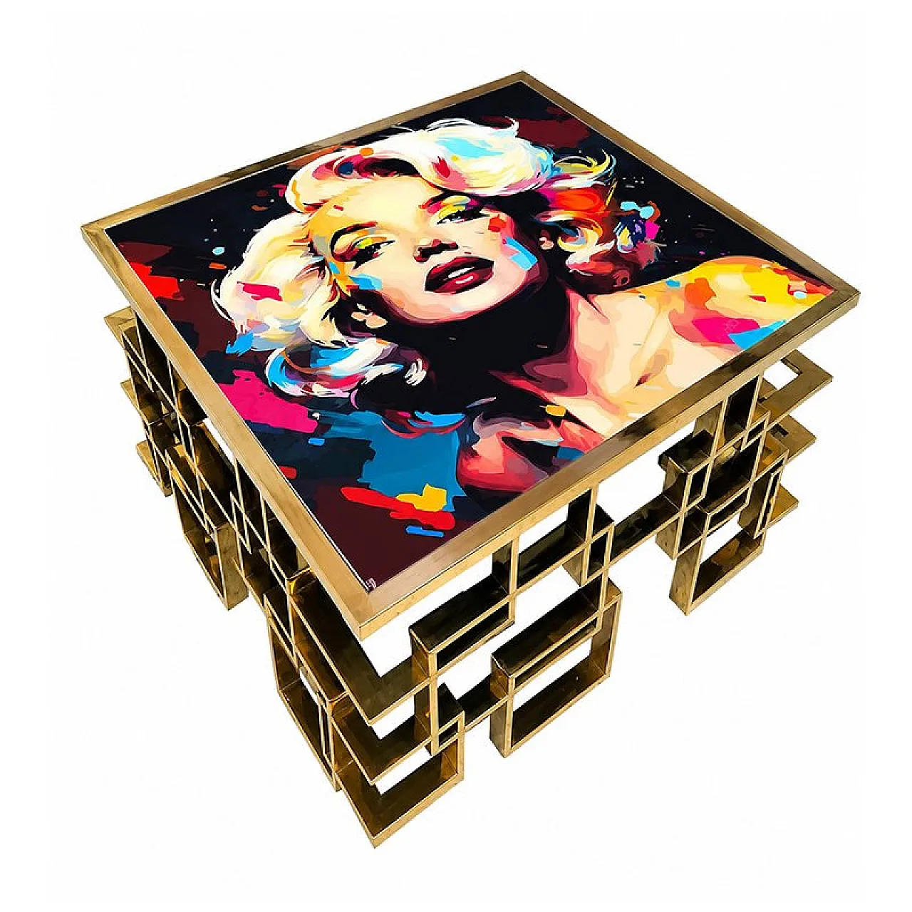 Tavolo basso in ottone Marilyn, anni '80 3