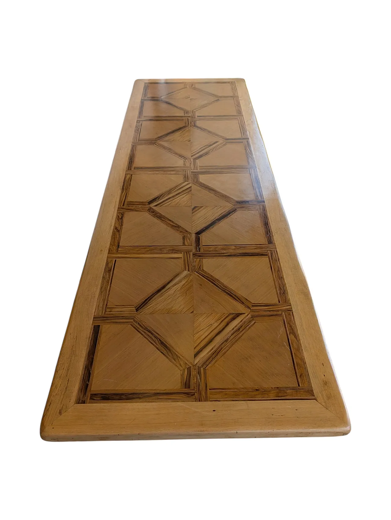 Entirely restored table in chestnut wood and walnut top 3