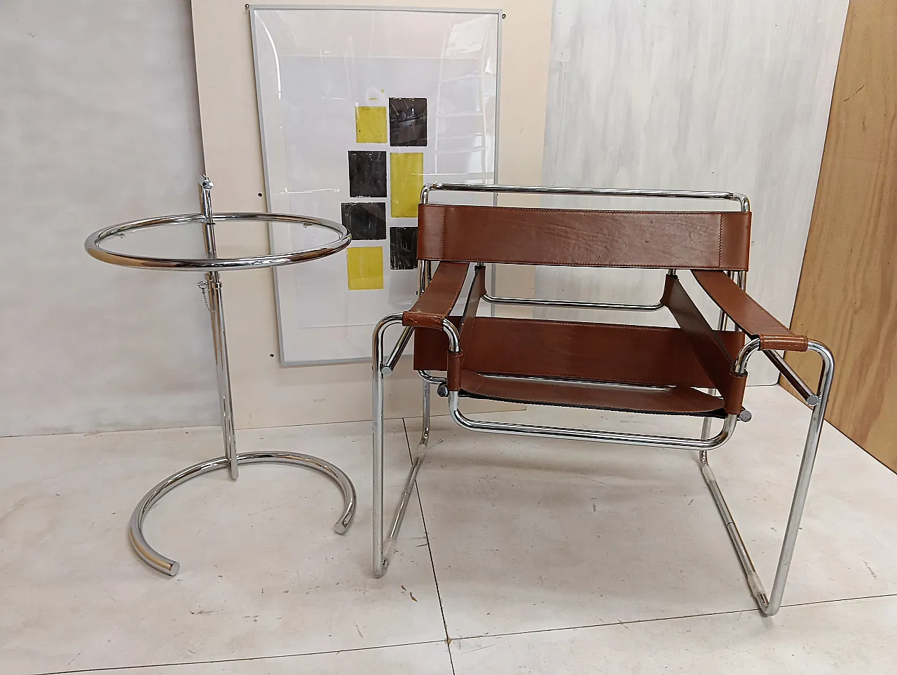 Poltrona Wassily 134 e tavolino 409 Eileen Gray di Alivar, anni '90 4