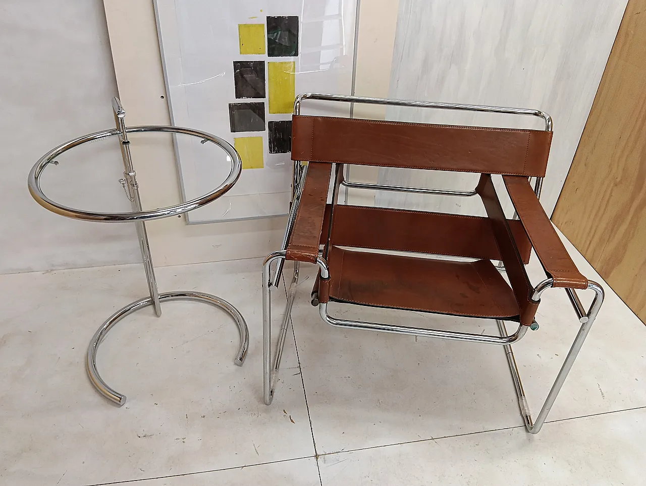 Poltrona Wassily 134 e tavolino 409 Eileen Gray di Alivar, anni '90 5