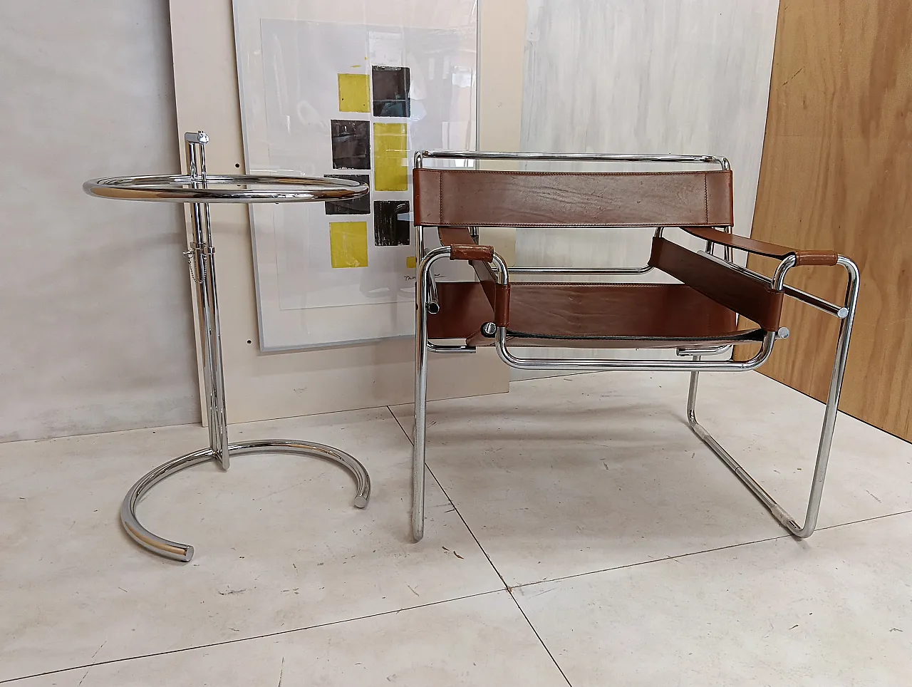 Poltrona Wassily 134 e tavolino 409 Eileen Gray di Alivar, anni '90 9