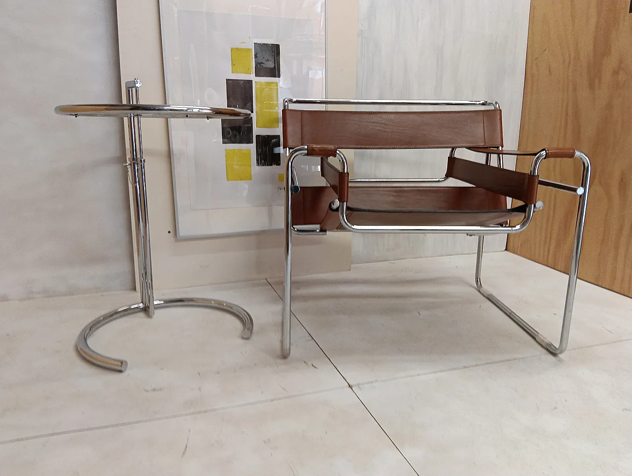 Poltrona Wassily 134 e tavolino 409 Eileen Gray di Alivar, anni '90 10