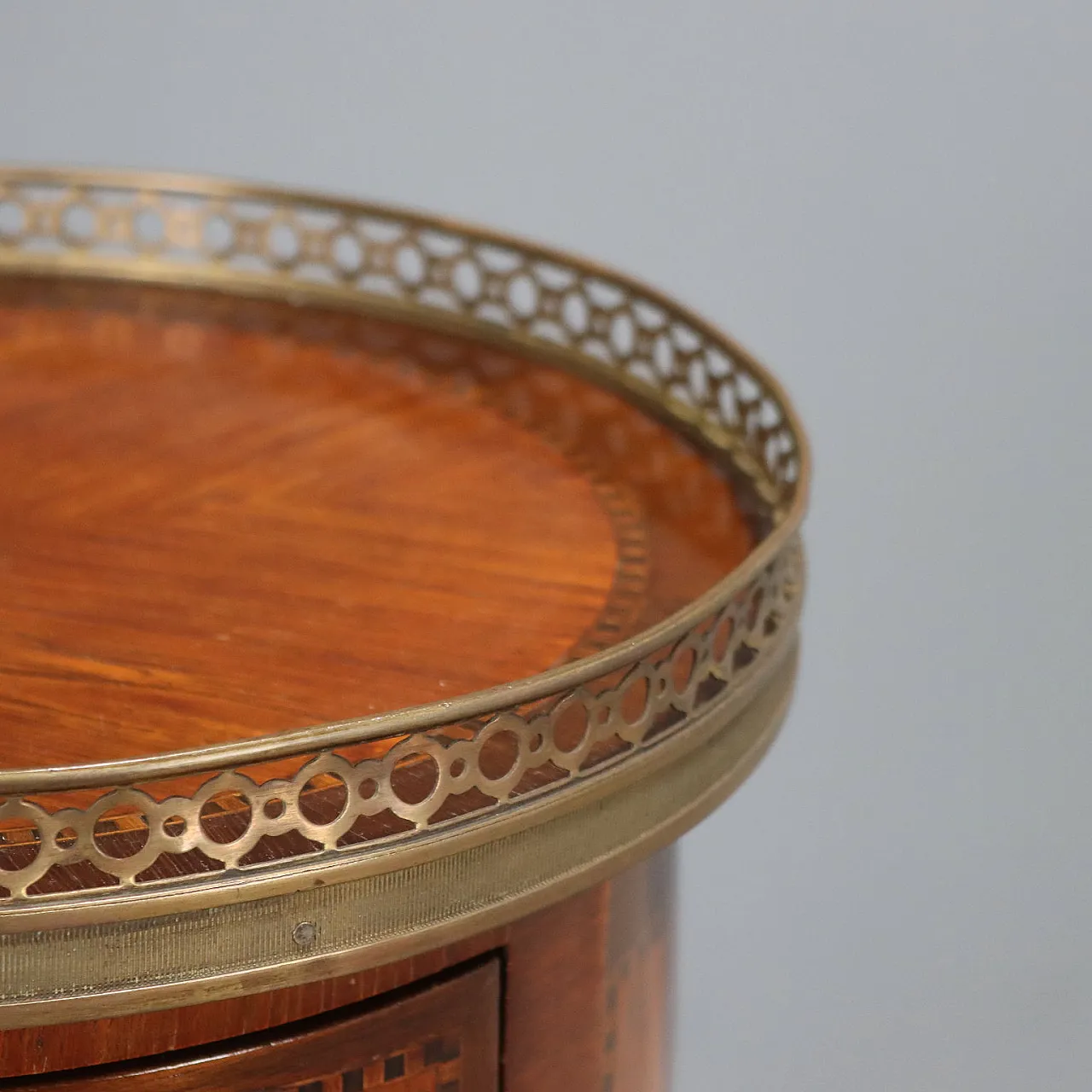 Circular bedside table in mahogany veneer, 19th century 6