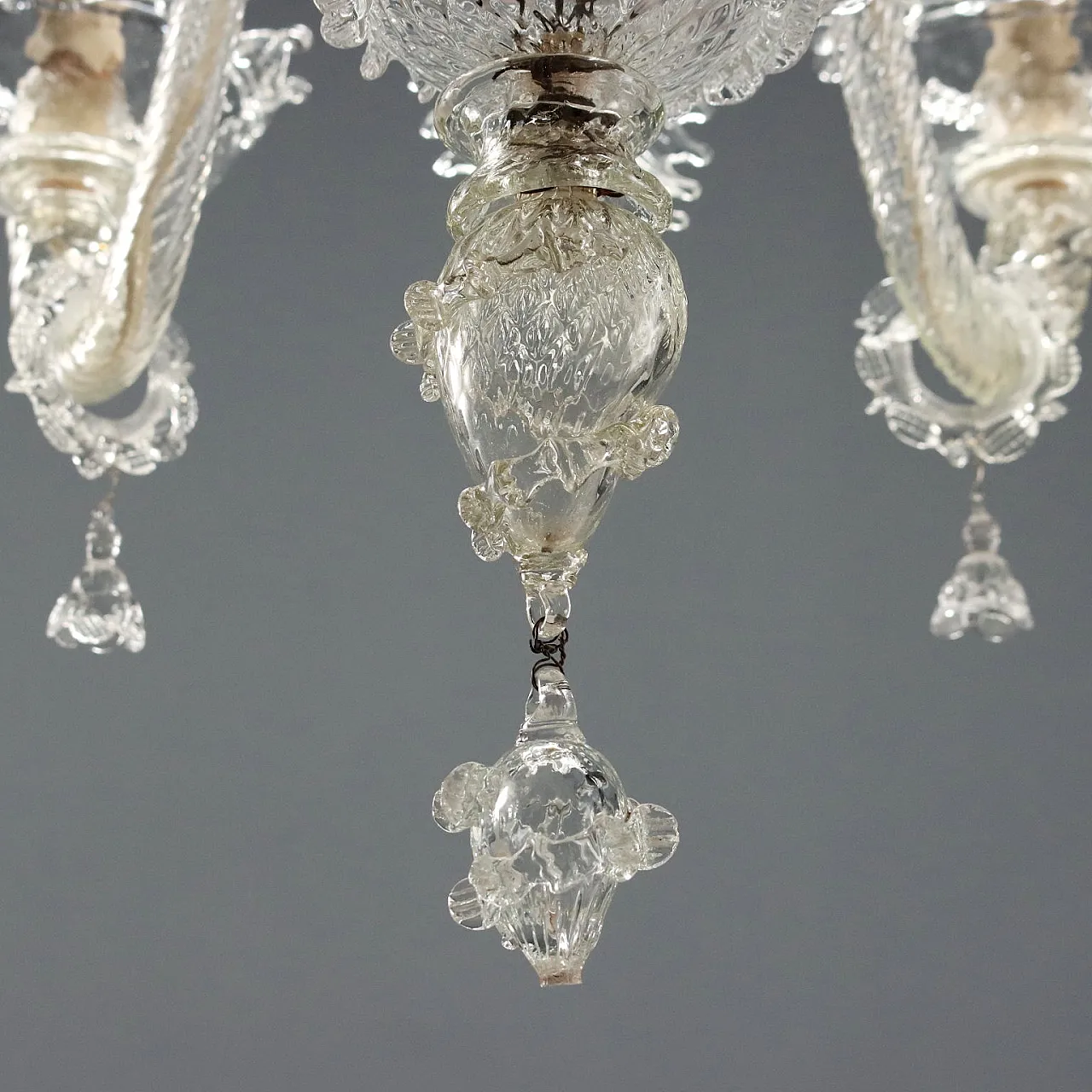 Lampadario in vetro soffiato Veneziano trasparente, '800 7