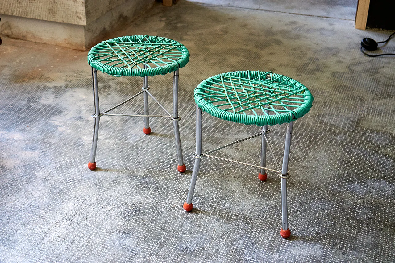 Pair of folding steel stools, 60s 1