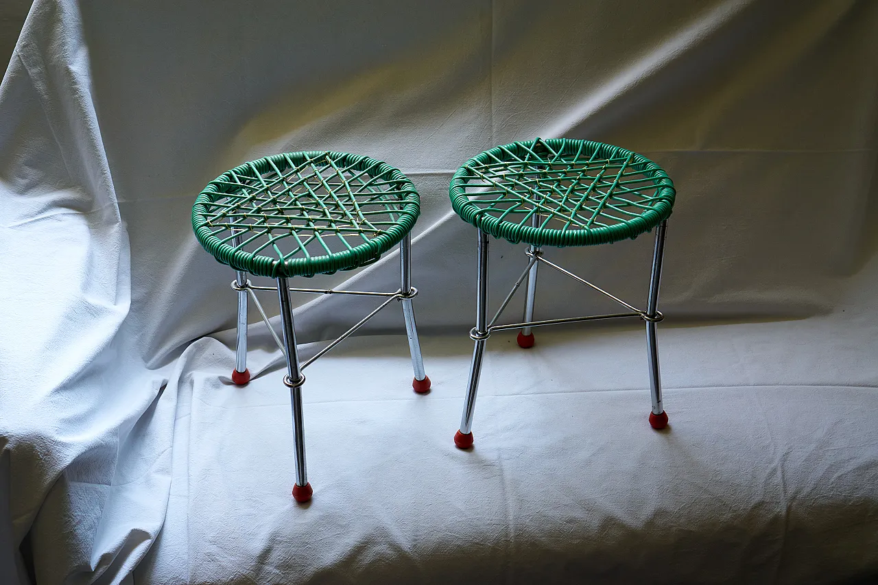 Pair of folding steel stools, 60s 4