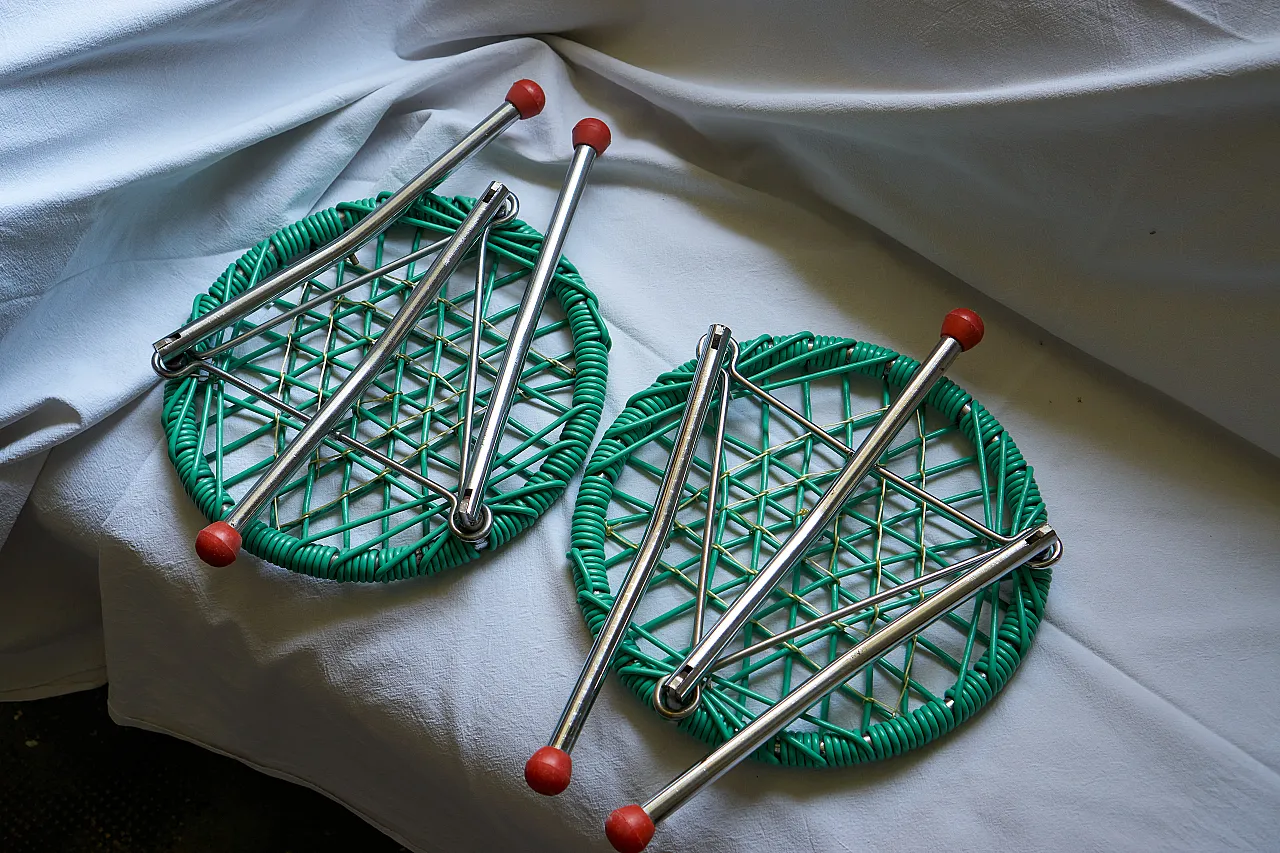 Pair of folding steel stools, 60s 7