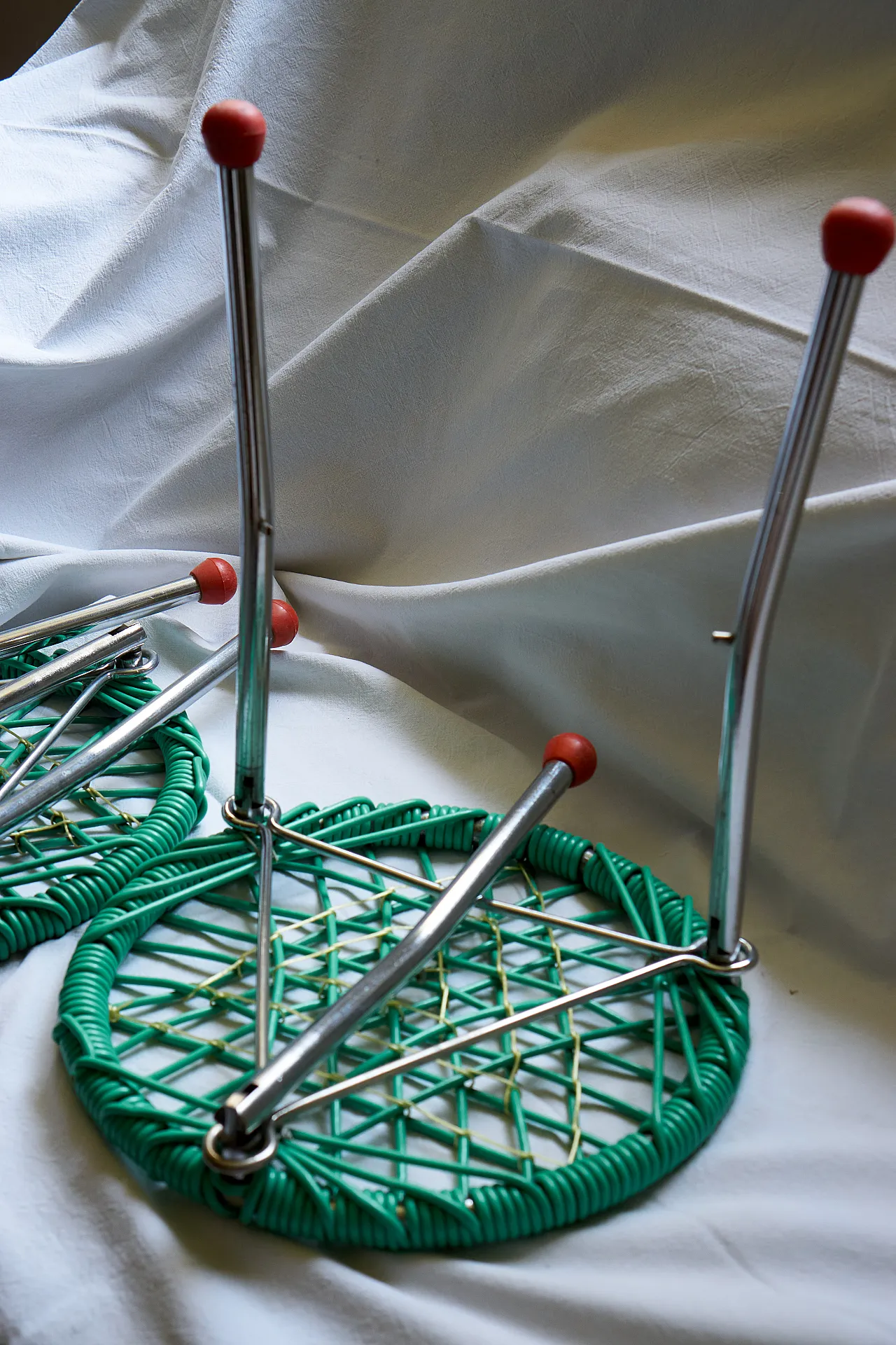 Pair of folding steel stools, 60s 8