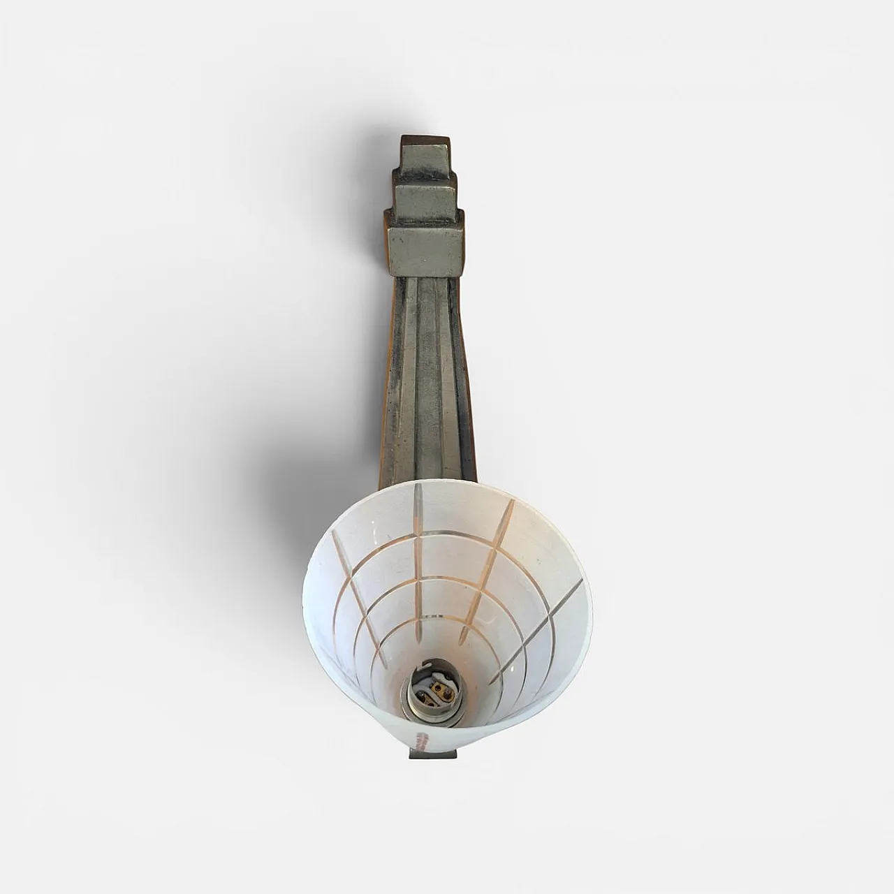 Art Deco glass and metal wall lamp, 1930s 5