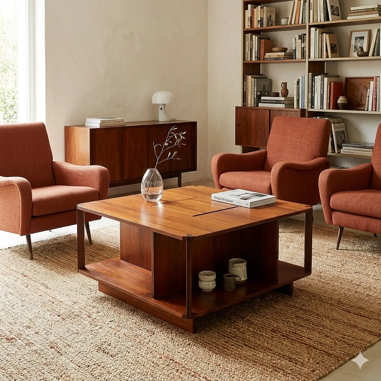 Square coffee table produced by Arflex, 20th century 2