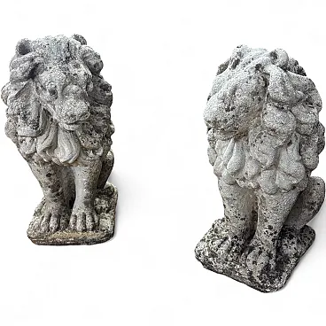 Pair concrete sculptures with lions, 1950s