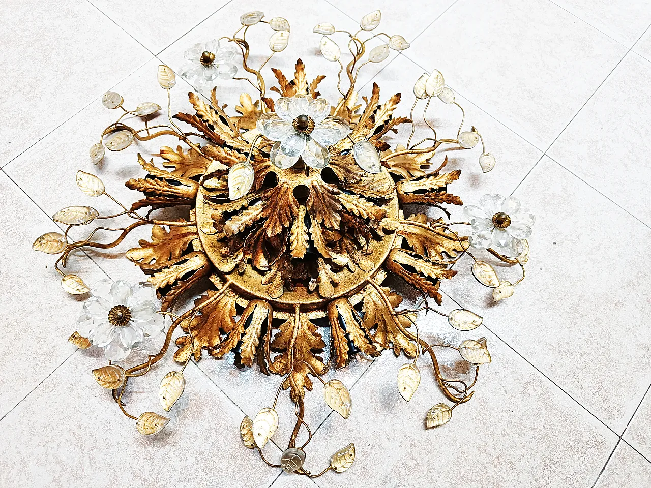 Banci Firenze Superclassic ceiling light with Murano flowers and petals 1