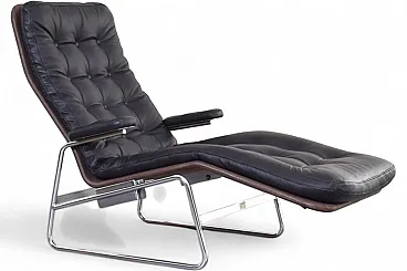 Bauhaus Leather and Chrome Fenix Chaise Lounge by Sam Larsson Dux