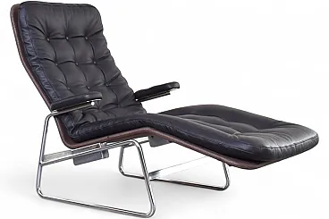 Bauhaus Leather and Chrome Fenix Chaise Lounge by Sam Larsson Dux
