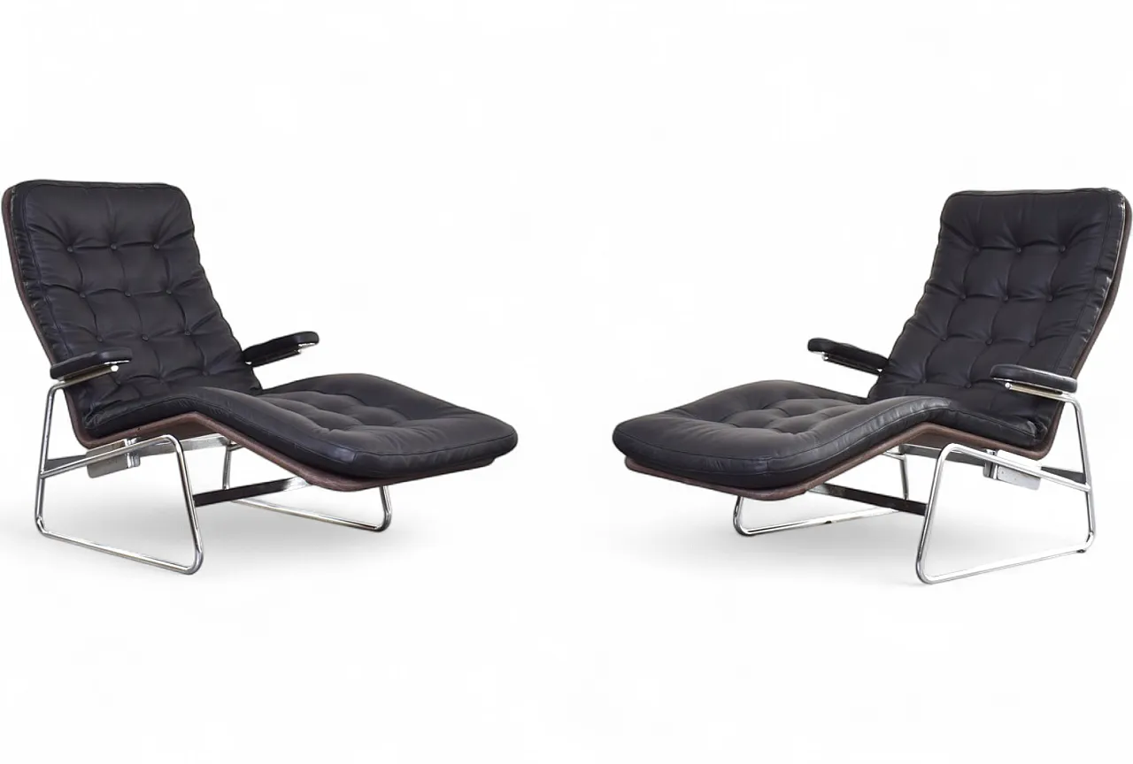 Pair of Bauhaus Fenix Chaise Lounges by Sam Larsson Dux, 70s 26