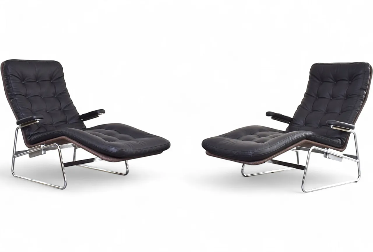 Pair of Bauhaus Fenix Chaise Lounges by Sam Larsson Dux, 70s 27