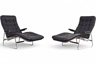 Pair of Bauhaus Fenix Chaise Lounges by Sam Larsson Dux, 70s